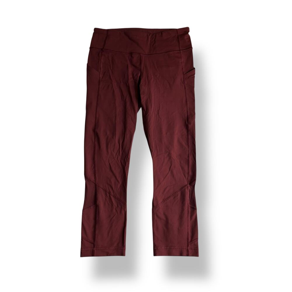 Lululemon Athletica Pace Rival Cropped Leggings Womens Size‎ 6 in Maroon Red